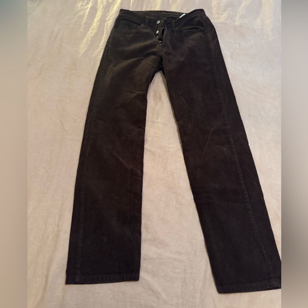 Brown Corduroy Straight Leg Pants